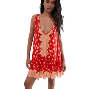 NWOT Free People Intimately “If Only” Trapeze Slip Dress - Poppy Combo - Size XS